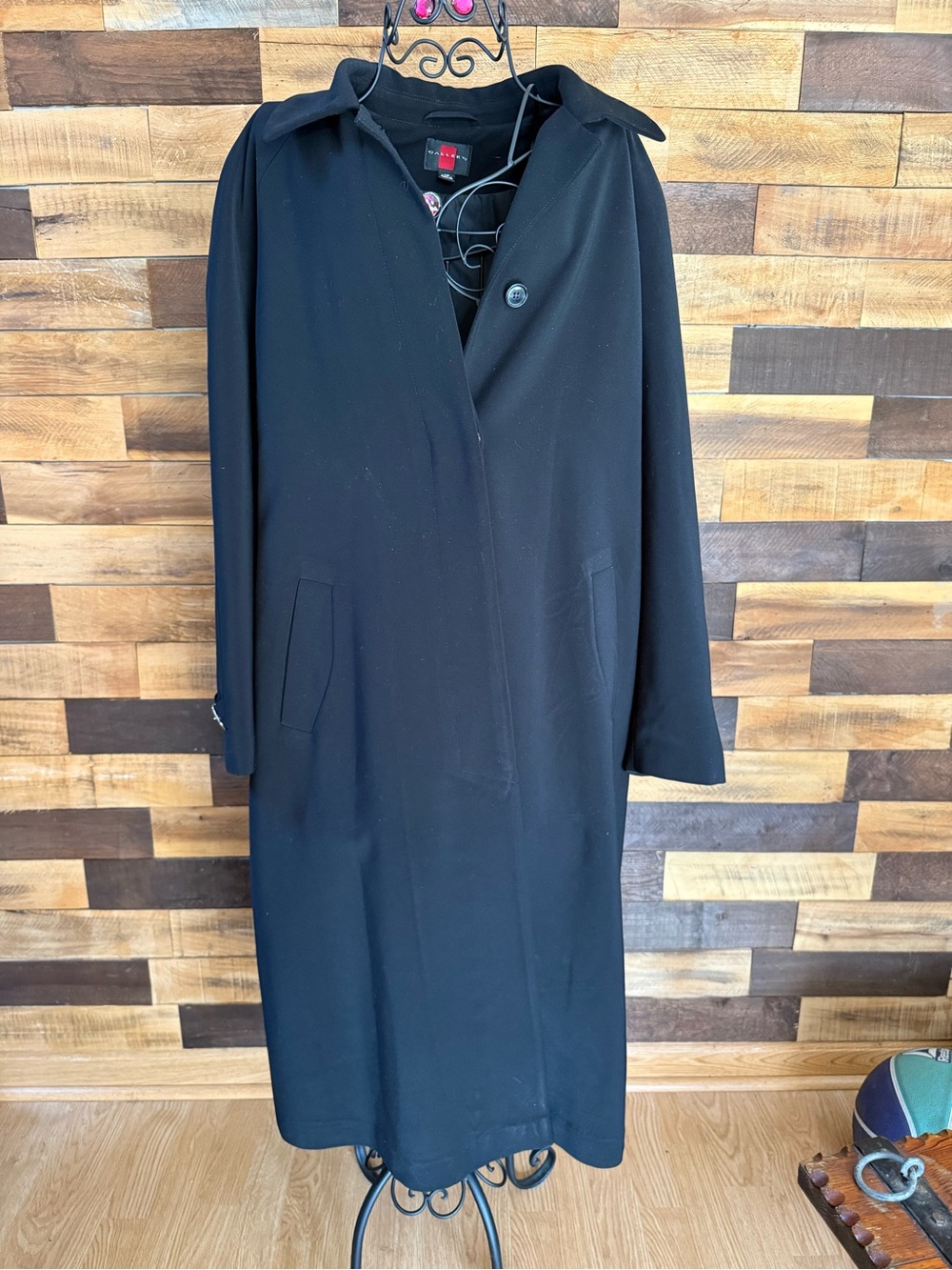 Gallery Vintage Black Minimalist Duster Trench Coat Jacket Women's 12